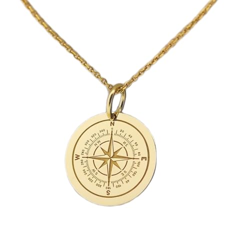 LKBEADS 925 Sterling Silber Luxus Anhänger 28mm, Ohne Kette, Kompass, Münze Nordstern, Schmuck, Zarter Charm, Reisender, vergoldet Handgefertigt|LK_OPC_00058 von LKBEADS