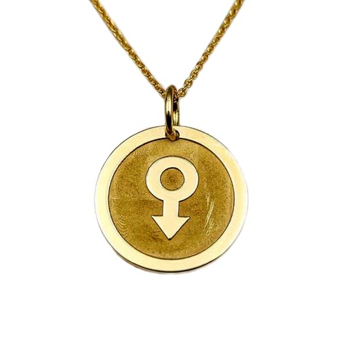 LKBEADS 925 Sterling Silber Luxus Anhänger 28mm, Ohne Kette, Männliches Symbol, Mars, Münze Geschlecht Schmuck, Gravierter Mann, Charm, vergoldet Handgefertigt|LK_OPC_00617 von LKBEADS