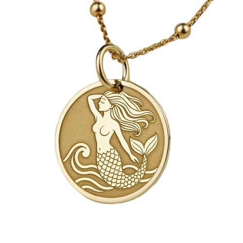 LKBEADS 925 Sterling Silber Luxus Anhänger 28mm, Ohne Kette, Meerjungfrau, Seelegenden Schmuck, Maritimes Amulett, Nautischer Talisman, Reisender, vergoldet Handgefertigt|LK_OPC_00705 von LKBEADS