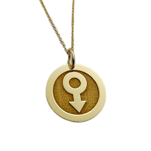 LKBEADS 925 Sterling Silber Luxus Anhänger 28mm, ohne Kette, Mars, Gelb, Männersymbol, graviert, männliches Geschlecht, Münze, vergoldeter handgefertigter Schmuck|LK_OPC_00592 von LKBEADS