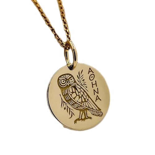LKBEADS 925 Sterling Silber Luxus Anhänger 28mm, ohne Kette, griechische Eule, Göttin Athene, Symbol der Weisheit Schmuck, Münze, Mythologie Charm, vergoldet|LK_OPC_00806 von LKBEADS