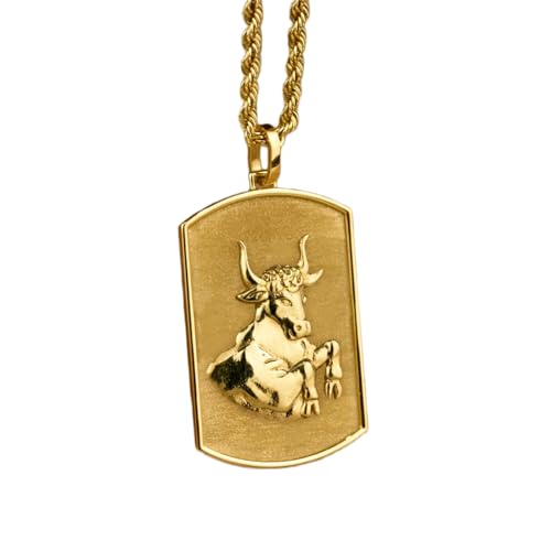 LKBEADS 925 Sterling Silber Luxus Anhänger 30x19mm, Ohne Kette, Stier Erkennungsmarke, Sternzeichen Schmuck, Seil, Sternzeichen, vergoldet Handgefertigt|LK_OPC_00485 von LKBEADS