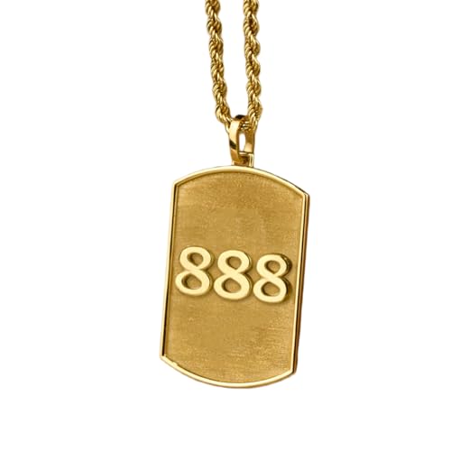 LKBEADS 925 Sterling Silber Luxus Anhänger 30x19mm, ohne Kette, 888 Engelszahl Erkennungsmarke, Engelschmuck, Seil, spiritueller Schutz, vergoldet, handgefertigt|LK_OPC_00518 von LKBEADS