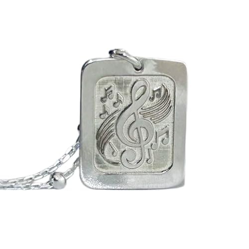 LKBEADS 925 Sterling Silber | Musik-Halskette für Männer | Musiknote personalisiert | mit 18 Zoll Kettenstift. Größe: 24 mm | Violinschlüssel-Liebhaberschmuck, versilbert, Unisex | LKRPS_00342 von LKBEADS
