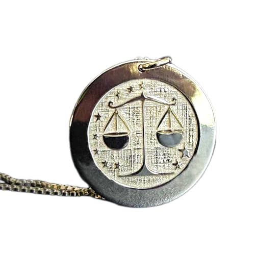 LKBEADS 925 Sterling Silber | Waage Medaillon Halskette | Anhänger | mit 18 Zoll Kettenstift. Größe: 24 mm | Geburtstag Waage Kette Schmuck versilbert Unisex | LKRPS_00308 von LKBEADS