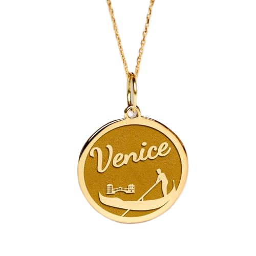 LKBEADS 925er Sterlingsilber| 22–24 mm| 45|7 cm Kette| Italien| Souvenir-Anhänger zierlicher Andenken-Anhänger| handgefertigter Schmuck mit Vergoldung| L_02098 von LKBEADS
