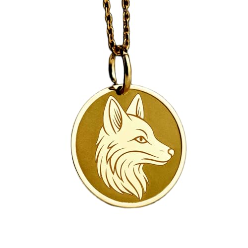LKBEADS 925er Sterlingsilber| 28 mm 18-Zoll-Kette Kitsune-Fuchs-Schmuck der japanischen Mythologie gravierter Kumiho- Amulett für Damen und Herren Geburtstag handgefertigte Vergoldung LG_00708 von LKBEADS