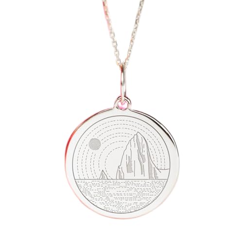 LKBEADS 925er Sterlingsilber | Halskette mit Berganhänger | Capitol-Reef-Nationalpark | mit 18-Zoll-Kettenanhänger. Größe: 24 mm | zierlicher Wanderanhänger, versilbert | LKRPS_00148 von LKBEADS