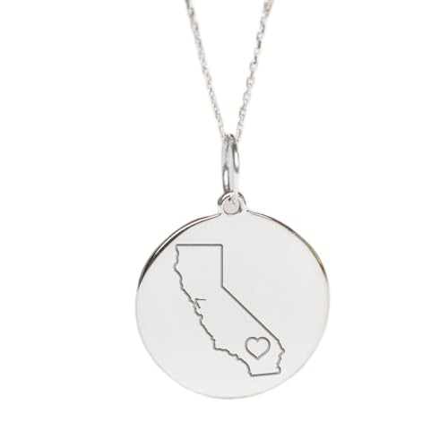 LKBEADS 925er Sterlingsilber | Halskette mit Staatsanhänger | zierlicher Charm | mit 18-Zoll-Kettenstift. Größe: 24 mm | Kalifornien, New Jersey, New York, Georgia, versilbert | LKRPS_00065 von LKBEADS