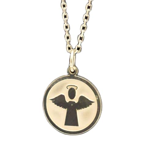 LKBEADS 925er Sterlingsilber | Schutzengel-Halskette | Glücksbringer | mit 18 Zoll langer Kette. Größe: 24 mm | Lagenkette, zierlicher Alltagsschmuck für sie, versilbert | LKRPS_00297 von LKBEADS