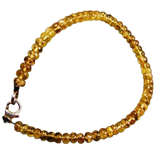 LKBEADS Agni Gold Danburit 4 mm Rondellform Glattschliffperlen 7 Zoll Roségold plattierter Verschluss Armband für Männer, Frauen|LK_STACK_00078 von LKBEADS