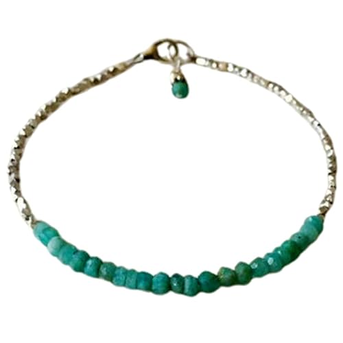 LKBEADS Amazonit 3–4 mm Rondellform facettierte Schliffperlen 7 Zoll versilberter Verschluss Armband für Männer, Frauen|LK_STACK_00099 von LKBEADS
