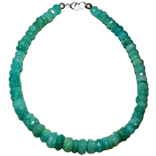 LKBEADS Amazonit 4–5 mm Rondellform facettierte Schliffperlen 7 Zoll versilberter Verschluss Armband für Männer, Frauen|LK_STACK_00103 von LKBEADS