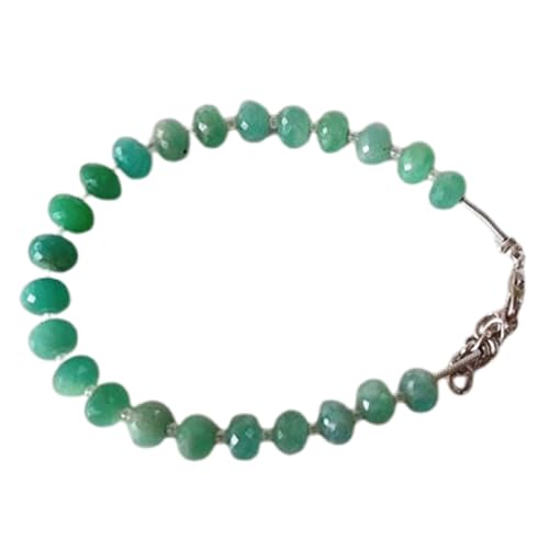 LKBEADS Amazonit 6 mm Rondellform facettierte Schliffperlen 7 Zoll verstellbarer versilberter Verschluss Armband für Männer, Frauen|LK_STACK_00108 von LKBEADS