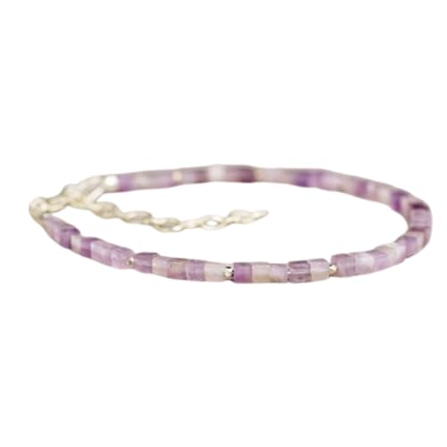 LKBEADS Amethyst 2 mm Würfelform Glattschliffperlen 7 Zoll verstellbares Armband mit versilbertem Verschluss für Männer, Frauen|LK_STACK_00212 von LKBEADS