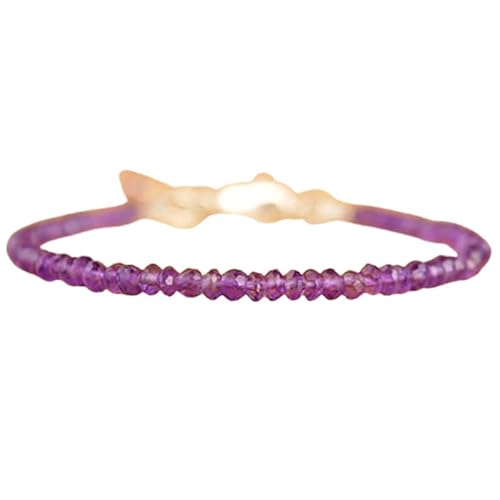 LKBEADS Amethyst 3 mm Rondellform facettierte Schliffperlen 7 Zoll verstellbarer versilberter Verschluss Armband für Männer, Frauen|LK_STACK_00315 von LKBEADS