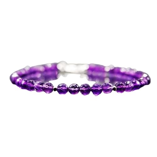 LKBEADS Amethyst 4,5 mm runde Form facettierte Schliffperlen 7 Zoll versilberter Verschluss Armband für Männer, Frauen|LK_STACK_00437 von LKBEADS