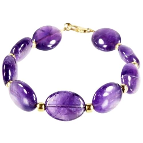 LKBEADS Amethyst 8 x 12 mm ovale Form glatt geschliffene Perlen 7 Zoll vergoldeter Verschluss Armband für Männer, Frauen|LK_STACK_00236 LKBEADS Amethyst 8 x 12 mm ovale Form glatt geschliffene Perlen 7 Zoll vergoldeter Verschluss Armband für Männer, Frauen|LK_STACK_00236 von LKBEADS