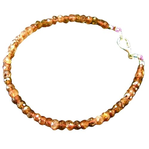 LKBEADS Andalusit 3–3,5 mm Rondellform facettierte Schliffperlen 7 Zoll versilberter Verschluss Armband für Männer, Frauen|LK_STACK_00501 von LKBEADS