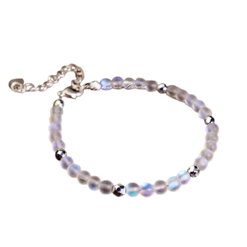 LKBEADS Angel Aura Quarz 4 mm runde Form glatt geschliffene Perlen 7 Zoll verstellbares Armband mit versilbertem Verschluss für Männer und Frauen|LK_STACK_00514 von LKBEADS