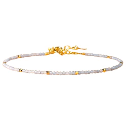 LKBEADS Angelite 2 mm runde Form, glatt geschliffene Perlen, 17,8 cm, verstellbarer vergoldeter Verschluss, Armband für Männer und Frauen|LK_STACK_00518 LKBEADS Angelite 2 mm runde Form, glatt geschliffene Perlen, 17,8 cm, verstellbarer vergoldeter Verschluss, Armband für Männer und Frauen|LK_STACK_00518 von LKBEADS