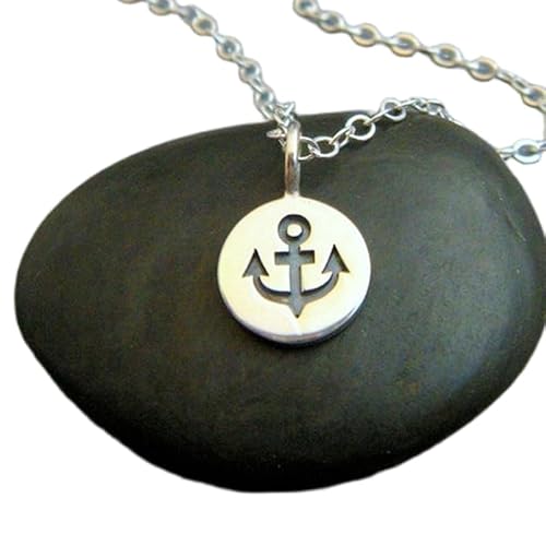 LKBEADS Ankerkette aus 925er Sterlingsilber. Maritimer Anhänger. Kleiner, schlichter Schmuck für jeden Tag. Zarter Meeres-Charm. Seemann-Geschenk für sie | Mit 45,7 cm Kette | Versilbert | L_PN_0362 von LKBEADS