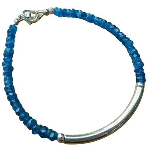 LKBEADS Apatit 2,5–3 mm Rondellform facettierte Schliffperlen 7 Zoll versilberter Verschluss Armband für Männer, Frauen|LK_STACK_00544 von LKBEADS