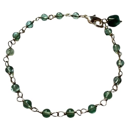 LKBEADS Apatit 3,5 mm runde Form glatt geschliffene Perlen 7 Zoll versilberter Verschluss Armband für Männer, Frauen|LK_STACK_00603 von LKBEADS
