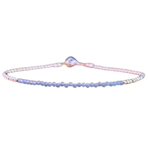 LKBEADS Aqua Chalcedon 2,5 mm runde Form facettierte Schliffperlen 7 Zoll versilberter Verschluss Armband für Männer, Frauen|LK_STACK_00632 von LKBEADS