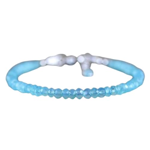 LKBEADS Aqua Chalcedon 3,5 mm runde Form glatt geschliffene Perlen 7 Zoll verstellbarer versilberter Verschluss Armband für Männer, Frauen|LK_STACK_00636 von LKBEADS