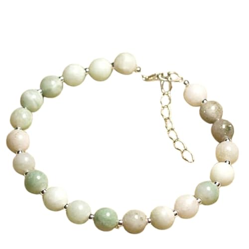 LKBEADS Aqua Jade 8 mm runde Form glatt geschliffene Perlen 7 Zoll verstellbarer versilberter Verschluss Armband für Männer, Frauen|LK_STACK_00642 von LKBEADS