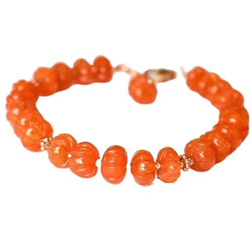 LKBEADS Armband aus Karneol, 8 mm, Kürbisform, geschnitzte Schliffperlen, 17,8 cm, verstellbar, vergoldeter Verschluss, für Männer und Frauen|LK_STACK_01806 LKBEADS Armband aus Karneol, 8 mm, Kürbisform, geschnitzte Schliffperlen, 17,8 cm, verstellbar, vergoldeter Verschluss, für Männer und Frauen|LK_STACK_01806 von LKBEADS