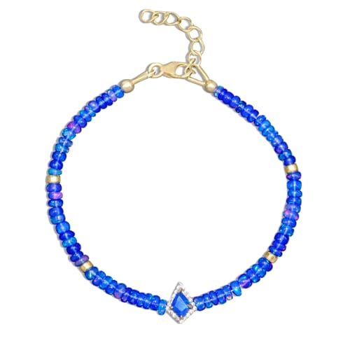 LKBEADS Armband aus äthiopischem Blaufeueropal, 3 mm, Rondellform, glatt geschliffen, 17,8 cm, verstellbarer versilberter Verschluss, für Männer und Frauen|LK_STACK_01442 LKBEADS Armband aus äthiopischem Blaufeueropal, 3 mm, Rondellform, glatt geschliffen, 17,8 cm, verstellbarer versilberter Verschluss, für Männer und Frauen|LK_STACK_01442 von LKBEADS