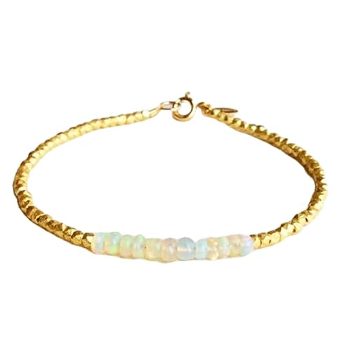 LKBEADS Armband aus äthiopischem Opal, 3 mm, Rondellform, glatt geschliffen, 17,8 cm, vergoldeter Verschluss, für Männer und Frauen|LK_STACK_02762 LKBEADS Armband aus äthiopischem Opal, 3 mm, Rondellform, glatt geschliffen, 17,8 cm, vergoldeter Verschluss, für Männer und Frauen|LK_STACK_02762 von LKBEADS