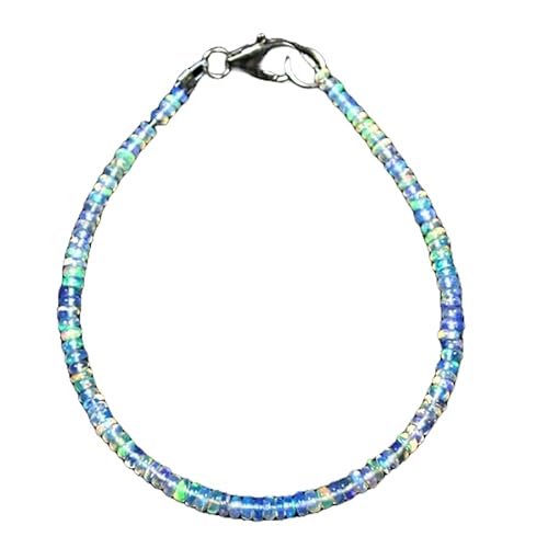 LKBEADS Armband aus äthiopischem Opal, 3 mm, Rondellform, glatt geschliffen, 17,8 cm, versilberter Verschluss, für Männer und Frauen|LK_STACK_02763 LKBEADS Armband aus äthiopischem Opal, 3 mm, Rondellform, glatt geschliffen, 17,8 cm, versilberter Verschluss, für Männer und Frauen|LK_STACK_02763 von LKBEADS