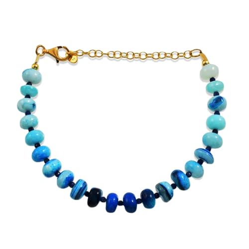LKBEADS Armband aus blauem Opal, 8 mm, Rondellform, glatt geschliffen, 17,8 cm, verstellbar, vergoldeter Verschluss, für Männer und Frauen|LK_STACK_01518 LKBEADS Armband aus blauem Opal, 8 mm, Rondellform, glatt geschliffen, 17,8 cm, verstellbar, vergoldeter Verschluss, für Männer und Frauen|LK_STACK_01518 von LKBEADS
