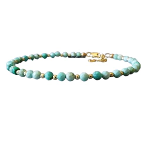 LKBEADS Armband aus peruanischem Türkis, 3 mm, runde Form, facettierte Perlen, 17,8 cm, verstellbarer vergoldeter Verschluss, für Männer und Frauen|LK_STACK_05386 LKBEADS Armband aus peruanischem Türkis, 3 mm, runde Form, facettierte Perlen, 17,8 cm, verstellbarer vergoldeter Verschluss, für Männer und Frauen|LK_STACK_05386 von LKBEADS