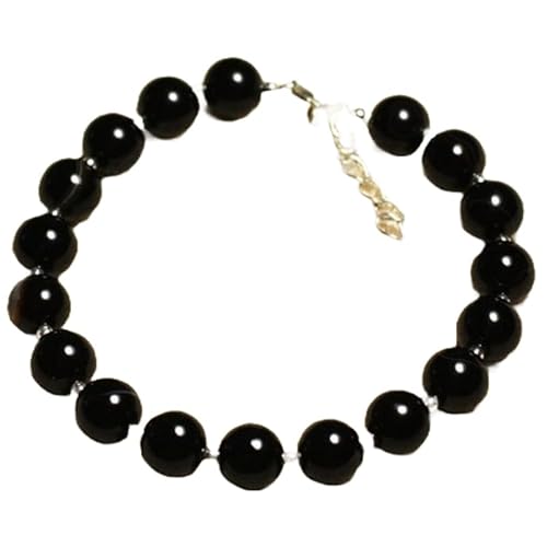LKBEADS Armband aus schwarzem Achat, 8 mm, runde Form, glatt geschliffene Perlen, 17,8 cm, verstellbar, versilberter Verschluss, für Männer und Frauen|LK_STACK_00939 LKBEADS Armband aus schwarzem Achat, 8 mm, runde Form, glatt geschliffene Perlen, 17,8 cm, verstellbar, versilberter Verschluss, für Männer und Frauen|LK_STACK_00939 von LKBEADS