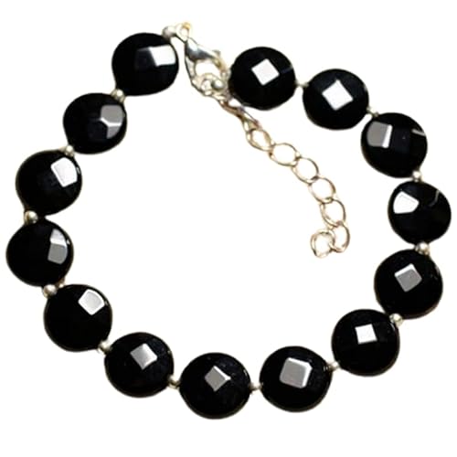 LKBEADS Armband aus schwarzem Onyx, 10 mm, münzförmig, facettierte Perlen, 17,8 cm, verstellbarer versilberter Verschluss, für Männer und Frauen|LK_STACK_01041 LKBEADS Armband aus schwarzem Onyx, 10 mm, münzförmig, facettierte Perlen, 17,8 cm, verstellbarer versilberter Verschluss, für Männer und Frauen|LK_STACK_01041 von LKBEADS