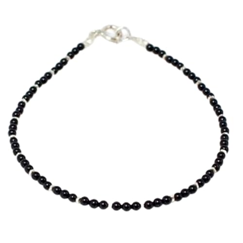 LKBEADS Armband aus schwarzem Onyx, 2 mm, rund, glatt geschliffen, 17,8 cm, versilberter Verschluss, für Männer und Frauen|LK_STACK_01064 LKBEADS Armband aus schwarzem Onyx, 2 mm, rund, glatt geschliffen, 17,8 cm, versilberter Verschluss, für Männer und Frauen|LK_STACK_01064 von LKBEADS