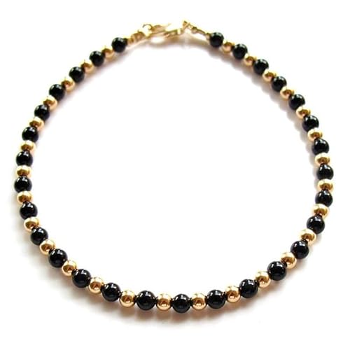 LKBEADS Armband aus schwarzem Onyx, 3 mm, runde Form, glatt geschliffene Perlen, 17,8 cm, vergoldeter Verschluss, für Männer und Frauen|LK_STACK_01076 LKBEADS Armband aus schwarzem Onyx, 3 mm, runde Form, glatt geschliffene Perlen, 17,8 cm, vergoldeter Verschluss, für Männer und Frauen|LK_STACK_01076 von LKBEADS