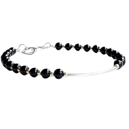 LKBEADS Armband aus schwarzem Onyx, 6 mm, rund, glatt geschliffen, 17,8 cm, verstellbar, versilberter Verschluss, für Männer und Frauen|LK_STACK_01090 LKBEADS Armband aus schwarzem Onyx, 6 mm, rund, glatt geschliffen, 17,8 cm, verstellbar, versilberter Verschluss, für Männer und Frauen|LK_STACK_01090 von LKBEADS