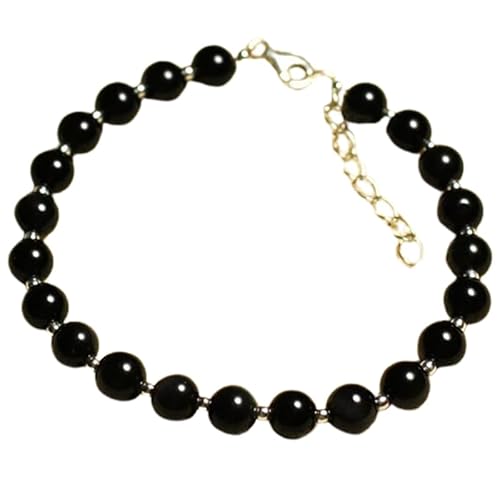 LKBEADS Armband aus schwarzem Onyx, 6 mm, runde Form, glatt geschliffene Perlen, 17,8 cm, verstellbarer versilberter Verschluss, für Männer und Frauen|LK_STACK_01098 LKBEADS Armband aus schwarzem Onyx, 6 mm, runde Form, glatt geschliffene Perlen, 17,8 cm, verstellbarer versilberter Verschluss, für Männer und Frauen|LK_STACK_01098 von LKBEADS