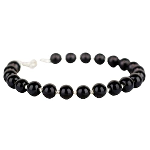LKBEADS Armband aus schwarzem Onyx, 8 mm, runde Form, glatt geschliffene Perlen, 17,8 cm, verstellbarer versilberter Verschluss, für Männer und Frauen|LK_STACK_01095 LKBEADS Armband aus schwarzem Onyx, 8 mm, runde Form, glatt geschliffene Perlen, 17,8 cm, verstellbarer versilberter Verschluss, für Männer und Frauen|LK_STACK_01095 von LKBEADS