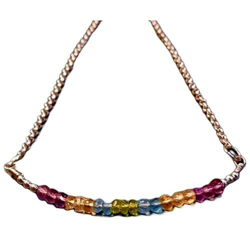 LKBEADS Armband mit Amethyst, Peridot, Citrin und blauem Topas, 2,5 mm, Rondellform, facettierte Perlen, 17,8 cm, versilberter Verschluss, für Männer und Frauen|LK_STACK_06832 von LKBEADS