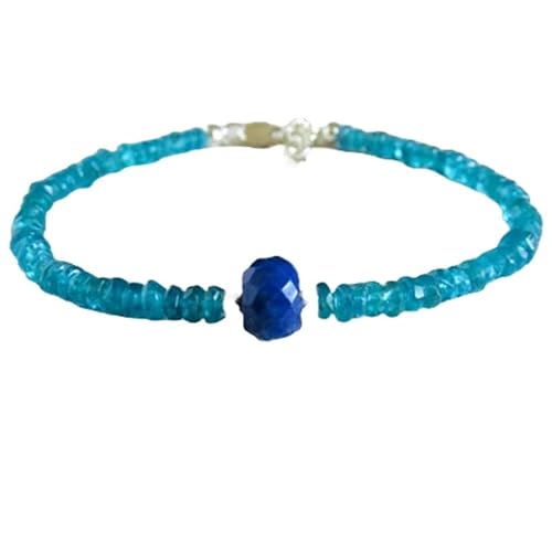 LKBEADS Armband mit Apatit und Lapislazuli, 3–8 mm, Rondellform, facettierte Perlen, 17,8 cm, verstellbarer versilberter Verschluss, für Männer und Frauen|LK_STACK_06910 LKBEADS Armband mit Apatit und Lapislazuli, 3–8 mm, Rondellform, facettierte Perlen, 17,8 cm, verstellbarer versilberter Verschluss, für Männer und Frauen|LK_STACK_06910 von LKBEADS