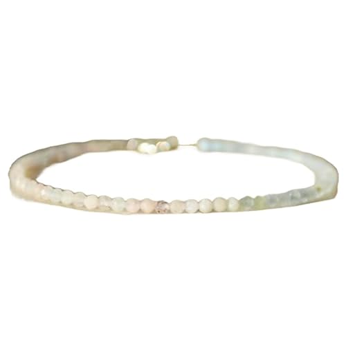LKBEADS Armband mit Morganit und mehreren Mondsteinen, 2,5 mm, rund, facettierte Perlen, 17,8 cm, versilberter Verschluss, für Männer und Frauen|LK_STACK_08210 von LKBEADS