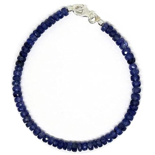 LKBEADS Armband mit blauer Saphir, 4 mm, Rondellform, facettierte Perlen, 17,8 cm, versilberter Verschluss, für Männer und Frauen|LK_STACK_01594 LKBEADS Armband mit blauer Saphir, 4 mm, Rondellform, facettierte Perlen, 17,8 cm, versilberter Verschluss, für Männer und Frauen|LK_STACK_01594 von LKBEADS