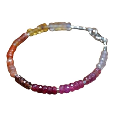 LKBEADS Armband mit mehreren Edelsteinen, 3–3,5 mm, Rondellform, facettierte Perlen, 17,8 cm, versilberter Verschluss, für Männer und Frauen|LK_STACK_04858 von LKBEADS