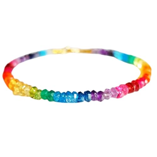 LKBEADS Armband mit mehreren Edelsteinen, 3 mm, Rondellform, facettierte Perlen, 17,8 cm, vergoldeter Verschluss, für Männer und Frauen|LK_STACK_04883 von LKBEADS